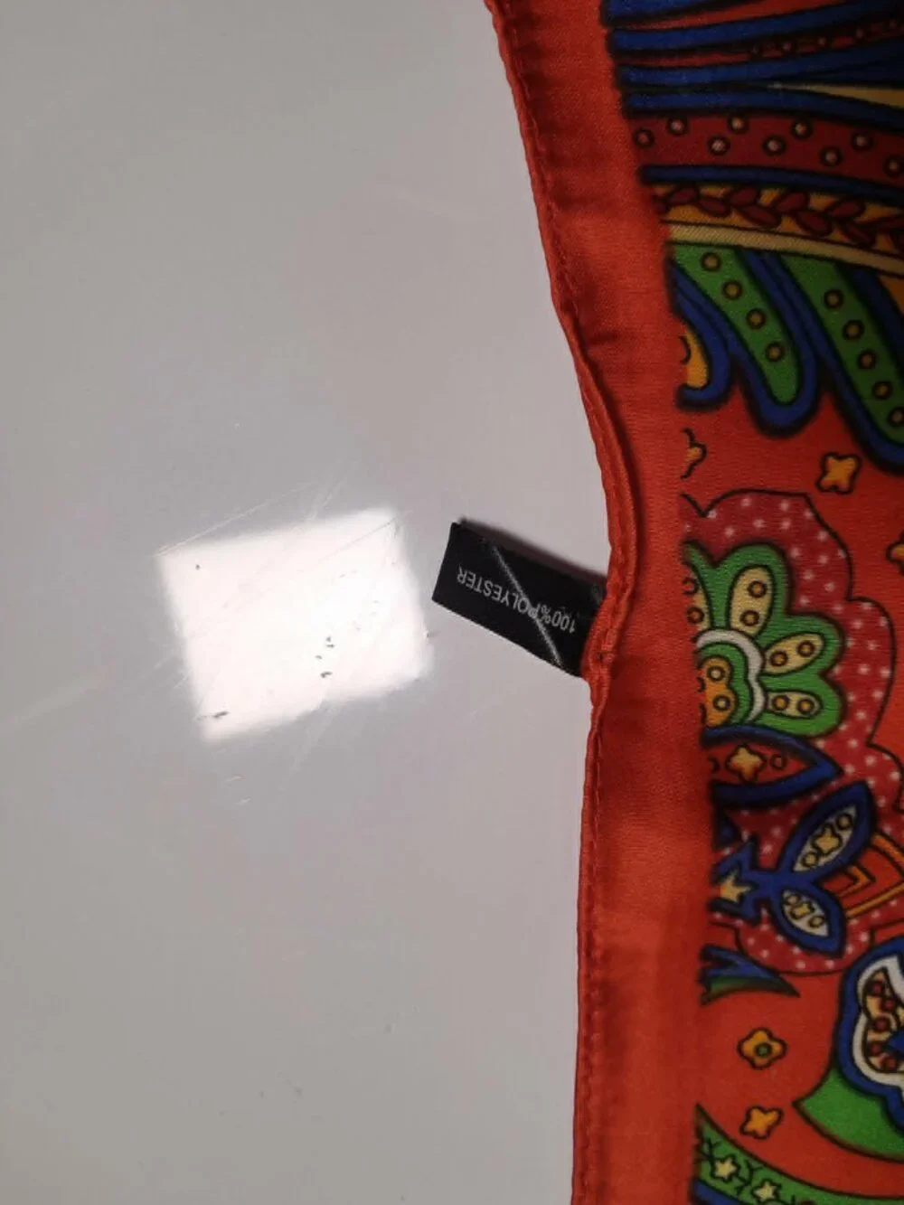 Red Satin Multicolor Paisley Scarf